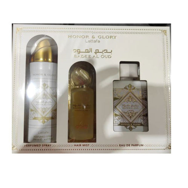 Badee Al Oud Honor And Glory 3 Pcs Gift Set by Lattafa (Unisex)